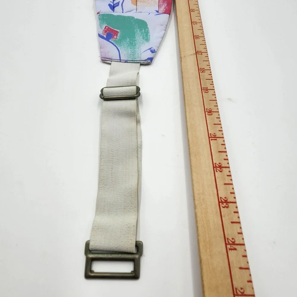 VTG 80s Abstract Floral Statement Waist Belt Cummerbund Blue Pastel USA OS Funky